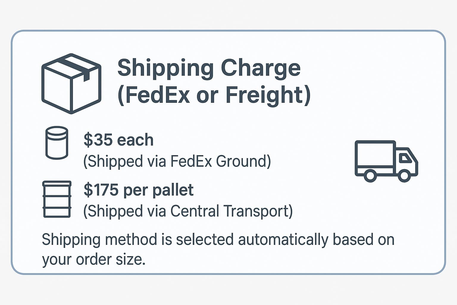 Shipping Charge (FedEx or Freight)
